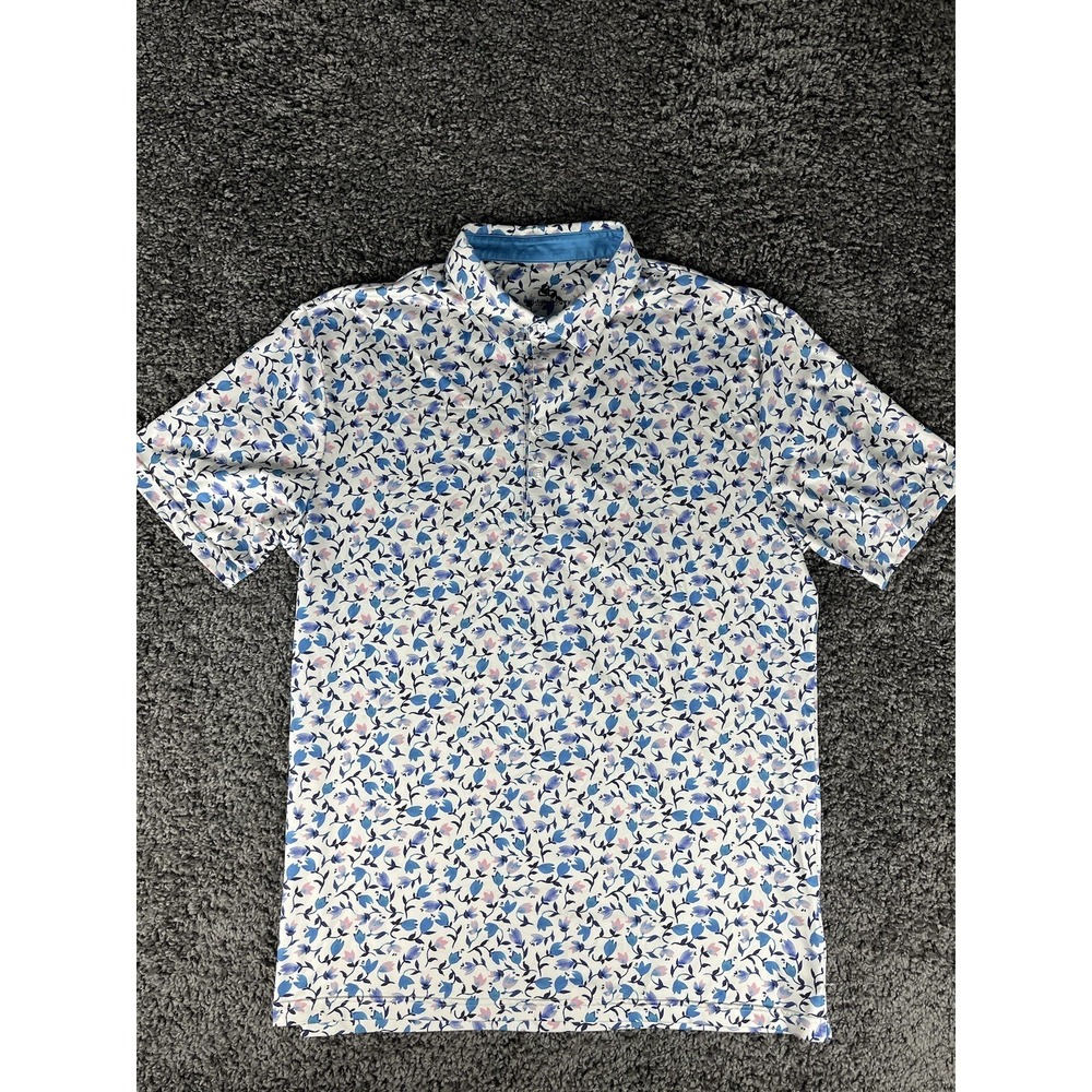Double Bogey Golf Co Floral All Over Print Performance Polo Shirt Mens XL